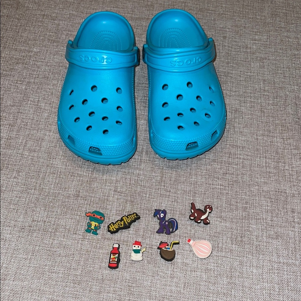 Crocs Blue Clogs with Fun Charms